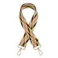 Vue détaillée de la bandoulière large tissée ajustable avec motifs colorés et boucles dorées - Style 1 Jaune-Rose-Vert (Boucle Argentée)