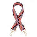 Close-up of adjustable woven shoulder strap with geometric patterns and gold metal hooks - Style 2 Pink-Purple-Khaki (Silver Buckle)