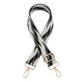 Bandoulière réglable pour sacs avec motif géométrique en zigzag noir et blanc - Style 4 Noir-Blanc-Gris Foncé (Boucle Argentée)