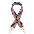 Bandoulière large réglable à motif géométrique ondulé avec crochets dorés pour sacs - Style 5 Orange-Rose-Bleu Lac (Boucle Argentée)