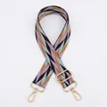 Adjustable bag strap featuring colorful geometric zigzag patterns and gold metal hooks - Style 7 Purple-Light Blue-Coffee (Silver Buckle)