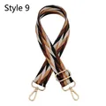 Adjustable wide replacement bag strap with coffee and gold geometric rhombus pattern - Style 9 Black-Brown-Beige (Silver Buckle)