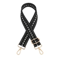 Correa ajustable negra para bolso con patrón geométrico blanco y ganchos de oro metal - Negro (Hebilla de Oro)