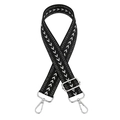 Correa ajustable para el hombro con patrón de espiga blanco y negro y hebillas de plata - Negro (Hebilla de Plata)