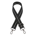 Correa de hombro ajustable con patrón de espiga en blanco y negro y mosquetones de metal oscuro - Negro (hebilla gris plomo)