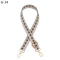 Detail of checkered woven bag strap with golden metal lobster clasps and adjustable buckle - Grey Army Green (G-34)