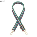 Close-up of checkerboard woven shoulder strap with premium gold metal swivel hooks - Silver Clasp / Green (G-37)