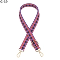 Detail of adjustable purple and orange checkered woven strap with gold metal lobster clasps - Purple Orange (G-39)