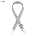 Adjustable 2.5cm checkered bag strap with grey and blue weave and gold metal hooks - Silver Clasp / Grey (G-41)