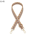 Detail of adjustable woven bag strap with retro checkerboard pattern and gold hardware - Khaki (G-45)