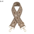 Close-up of ethnic geometric woven bag strap with golden metal lobster clasps and buckles - Khaki Geometric (A-4)