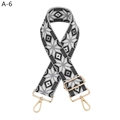 Macro detail of bohemian geometric woven bag strap with gold metal swivel hooks - Gray Geometric (A-6)