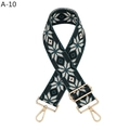 Detail of adjustable ethnic geometric pattern strap with golden metal lobster clasps - Green Geometric (A-10)