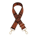 Detail of adjustable orange and black woven shoulder strap with gold metal buckles - Black Orange