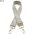 Adjustable geometric diamond pattern bag strap in sage green with gold hardware - Silver Clasp / Khaki Matcha Green Rhombus (M-9)