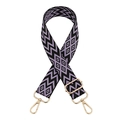 Adjustable wide woven replacement strap for crossbody bags with purple geometric pattern - Black Purple