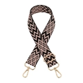Adjustable woven replacement strap for bags with gold metal hardware and pink pattern - Black Pink