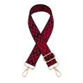 Adjustable red and black geometric woven shoulder strap with gold metal buckles - Black Red