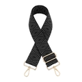 Close-up of adjustable woven bag strap with geometric patterns and gold metal buckles - Dark Gray