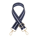 Adjustable blue and white chevron woven strap with golden lobster clasps for handbags - Blue