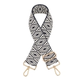 Detail of adjustable geometric woven shoulder strap with polished gold metal hardware - Blue