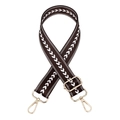 Adjustable brown nylon bag strap with white arrow pattern and gold metal hardware hooks - Brown
