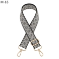 Detail of adjustable geometric jacquard bag strap with golden zinc alloy metal buckles - Gold Buckle / M-16 Black Khaki Rhombus