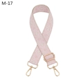 Detail of adjustable woven pink and white geometric bag strap with gold metal lobster clasps - Gold Buckle / M-17 Khaki Pink Rhombus
