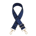 Adjustable woven shoulder strap for bags featuring blue and black geometric ethnic patterns - Black and Blue