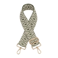 Detail of adjustable woven bag strap with green geometric patterns and gold metal clips - Army Green