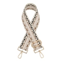 Adjustable wide replacement shoulder strap with beige and brown geometric patterns - Antique Brass Buckle / Rice Khaki Diamond