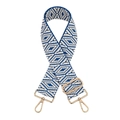 Adjustable wide woven shoulder strap for bags with blue and white geometric patterns - Sapphire Blue