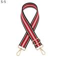 Detail of red white and black striped woven strap with light gold metal lobster clasps - Red Stripe (Gold Buckle)