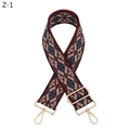 Close-up of geometric pattern woven bag strap with golden metal lobster clasps and slider - Dark Red Geometric Style (Z-1 Dark Red Silver Buckle)