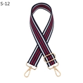 Detail of adjustable red white and blue striped canvas strap with gold metal hooks - Tricolor Blue Stripe (Gold Buckle)
