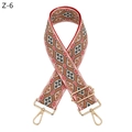 Close-up of adjustable geometric rhombus canvas shoulder strap with gold metal hooks - Brown Red Geometric Style (Z-6 Khaki Brown Red Silver Buckle)