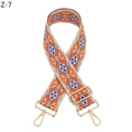 Adjustable ethnic style woven bag strap with orange diamond pattern and gold metal hooks - Silver Clasp / Orange (Z-7)