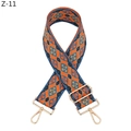 Close-up of diamond pattern woven bag strap with golden metal swivel hooks - Lake Blue Orange Style (Z-11 Lake Blue Orange Silver Buckle)