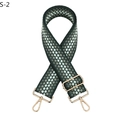 Close-up of green and white pixelated plaid nylon strap with gold metal hardware - Silver Clasp / Green/White Pixel Plaid Pattern (S-2)