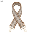 Détail d'une bandoulière tissée réglable avec motif rétro et crochets en métal doré - Fermoir Argenté / Motif Losanges à Pois Rétro (S-3)