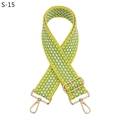 Détail d'une bandoulière épaisse réglable à carreaux jaune-vert avec boucles dorées - Fermoir Argenté / Style Losanges Jaune/Vert (S-15)