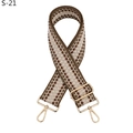 Détail de la bandoulière tissée réglable avec des mousquetons en métal doré clair - Fermoir Argenté / Style Damier à Pois (S-21)