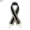 Détail de la bandoulière tissée avec motif chevrons noir et or et mousquetons métalliques - G-7 Noir Soie Dorée