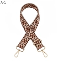 Close-up of geometric jacquard woven bag strap with golden metal clips and adjuster - Silver Clasp / A-1 Brown Coffee Floral