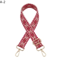Close-up of bohemian geometric jacquard bag strap with golden lobster clasp buckles - A-2 Red Floral