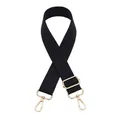 Tracolla regolabile in nylon nero con moschettoni in metallo dorato e trama a saia - Gancio d'Argento / Blu Navy (No. 14)