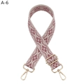 Close-up of rose pink jacquard guitar strap with geometric pattern and gold hardware - A-6 Flesh Pink Floral