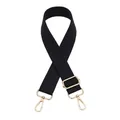 Dettaglio della tracolla regolabile in tessuto nero con moschettoni in metallo dorato - Gancio d'Argento / Nero (No. 15)