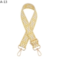 Detail of yellow and beige geometric woven bag strap with light gold metal lobster hooks - Silver Clasp / A-13 Yellow Floral