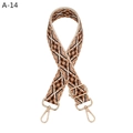 Macro shot of bohemian jacquard bag strap with gold metal swivel hooks and buckles - A-14 Brown Edge Brown Floral